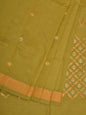 Olive Uppada Cotton Handloom Saree with Jamdani Pallu Design - Global Threads