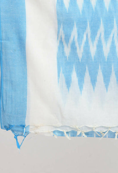 Mominos Fashion Moeza Women's Handloom Cotton Ikkat Sky Blue Dupatta