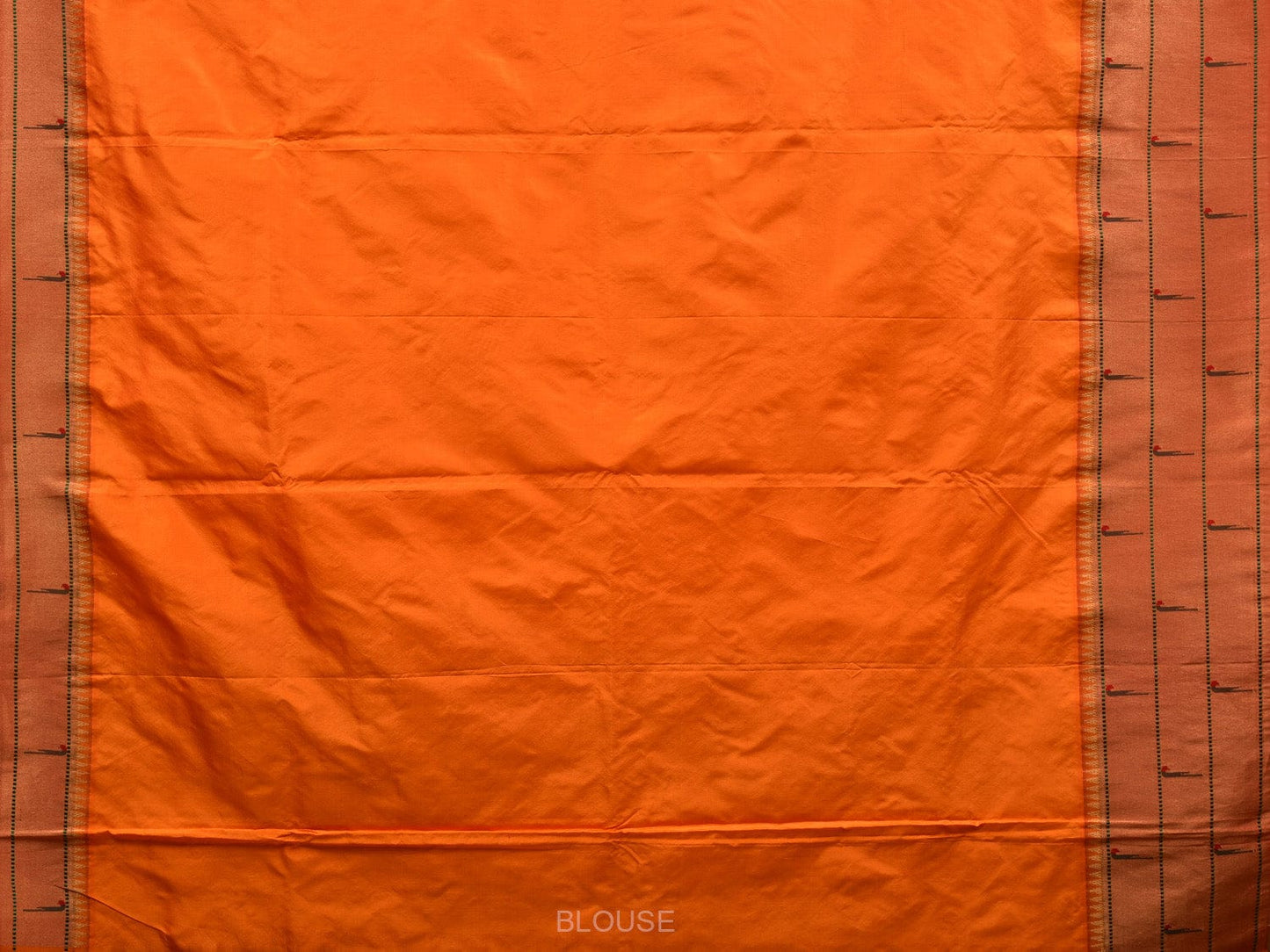 Orange Paithani Silk Handloom Saree with Triple Muniya Border Design - Global Threads