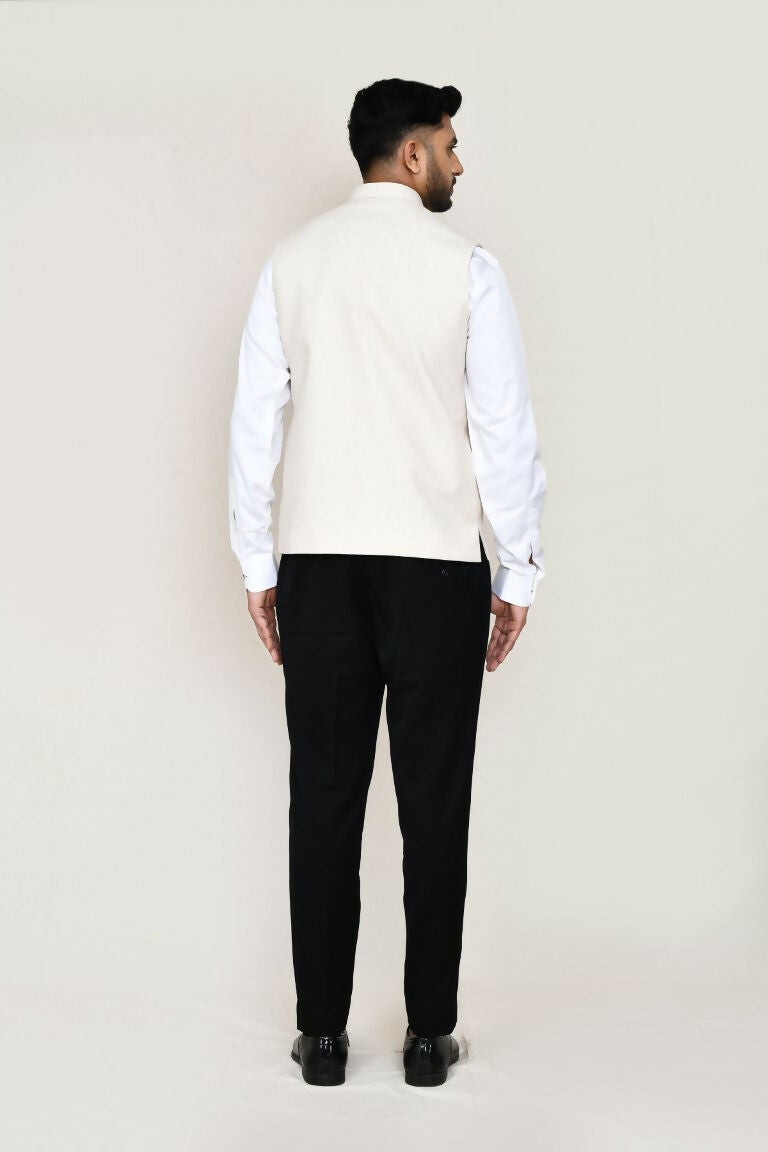 Joban Fashion White Colored Art Silk Fabric Kurta, Jacket With Straight Fit Pant