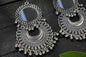Mominos Fashion Johar Kamal Silver Oxidised Mirror Chandbali Earrings