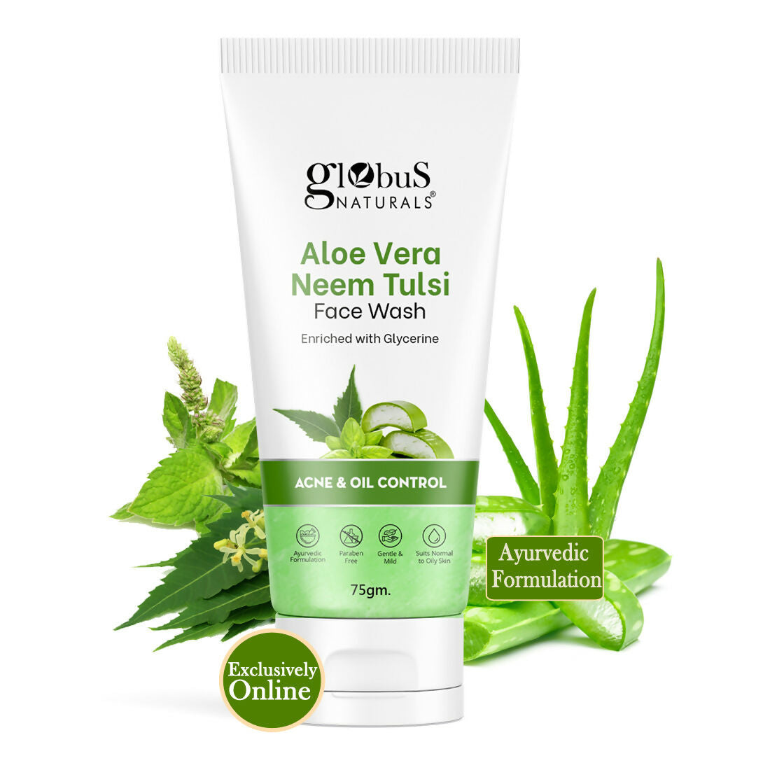 Globus Naturals Aloe vera Neem Tulsi Enriched With Glycerin & Oil Control Formula