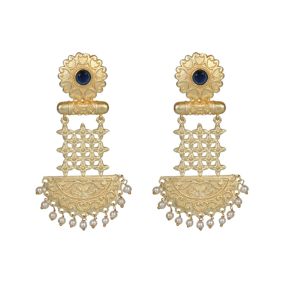 Joban Fashion Women Matte Gold Brass Earrings