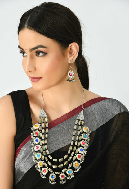 Mominos Fashion Johar Kamal Handicraft Finish Kundan Work Long Necklace For Women (Multi)