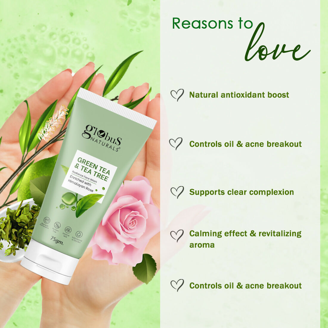 Globus Naturals Green Tea & Tea Tree Face Wash