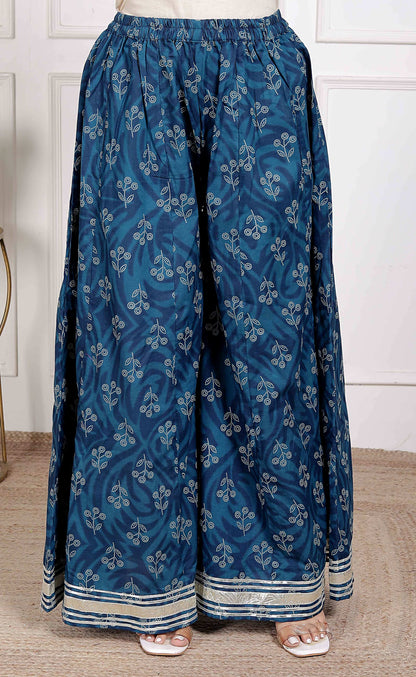 Miravan Women's Gota Patti Cotton Kurta Paired with Palazzo and Dupatta