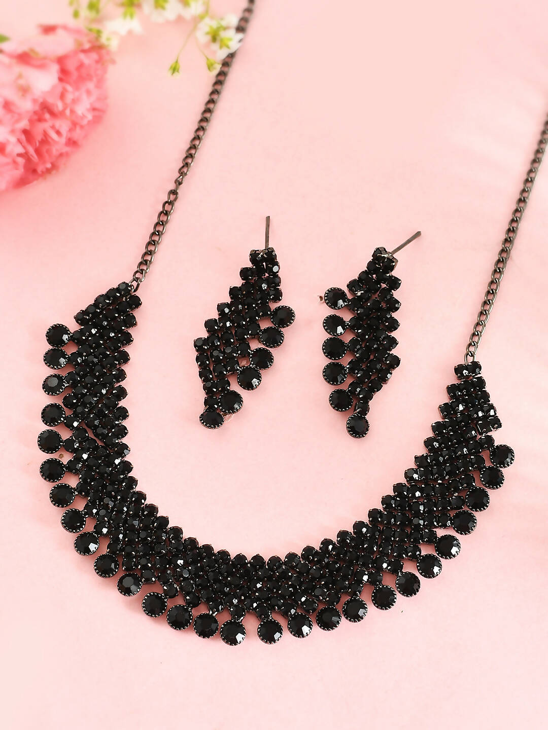 VOJ Women Black Color stainless steel Jewellery Set