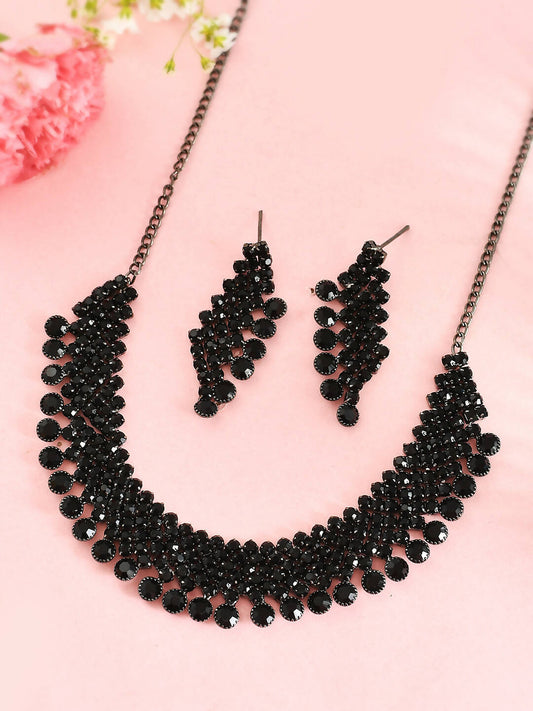 VOJ Women Black Color stainless steel Jewellery Set