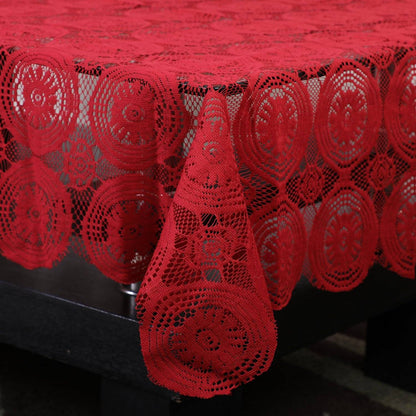 Stitchnest Net 4 Seater Table Cover - Maroon