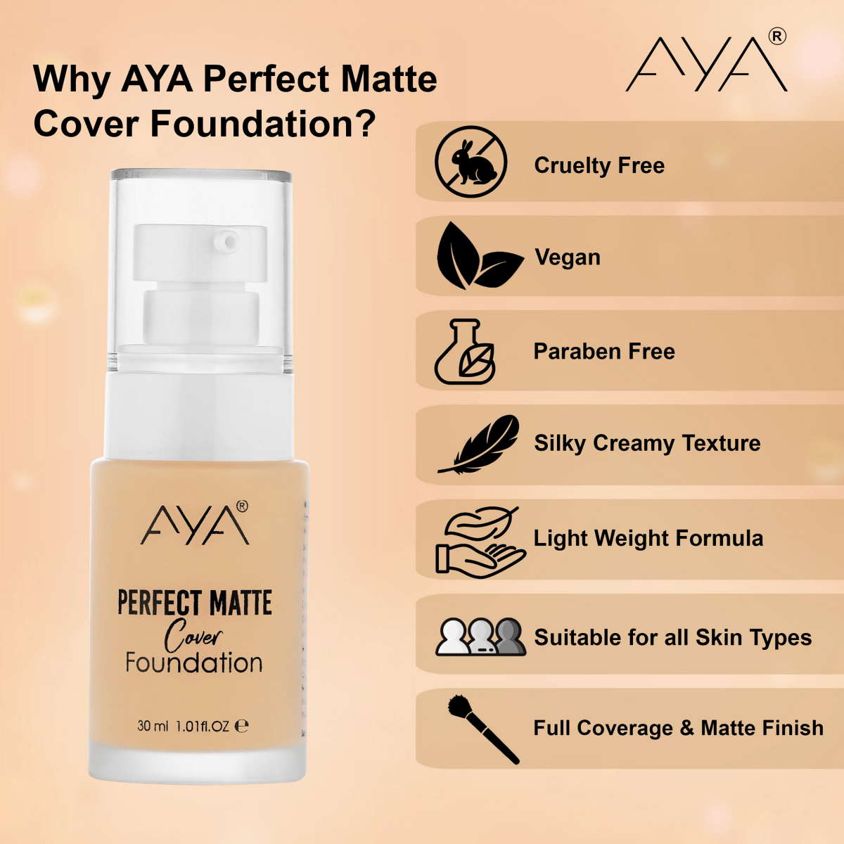 AYA Perfect Matte Cover Foundation - 03 Medium Beige