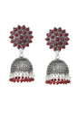 Mominos Fashion Johar Kamal Kundan Work Jhumka With Maroon Beads