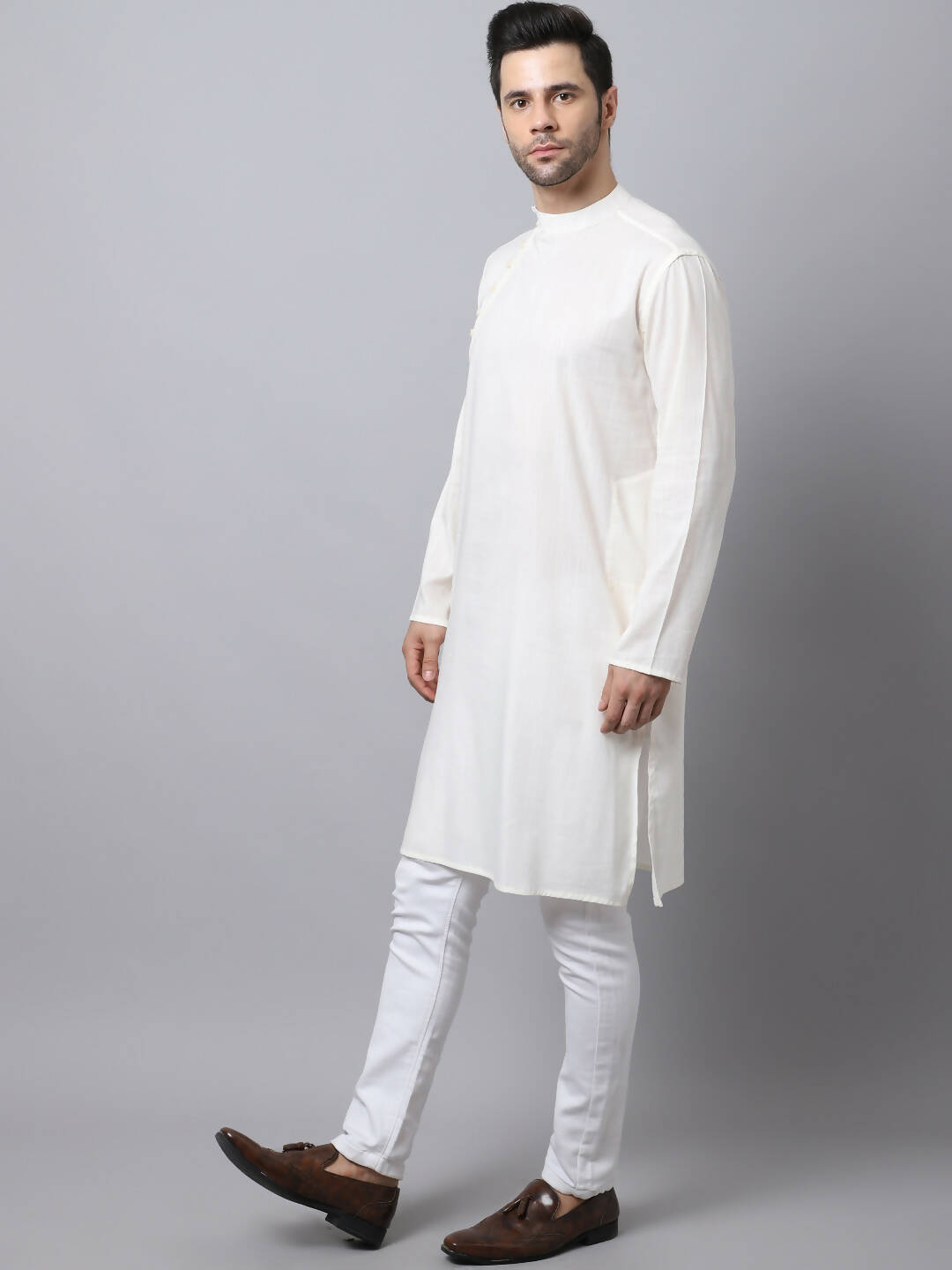 Even Apparels White Pure Cotton Men's Kurta With Side Placket