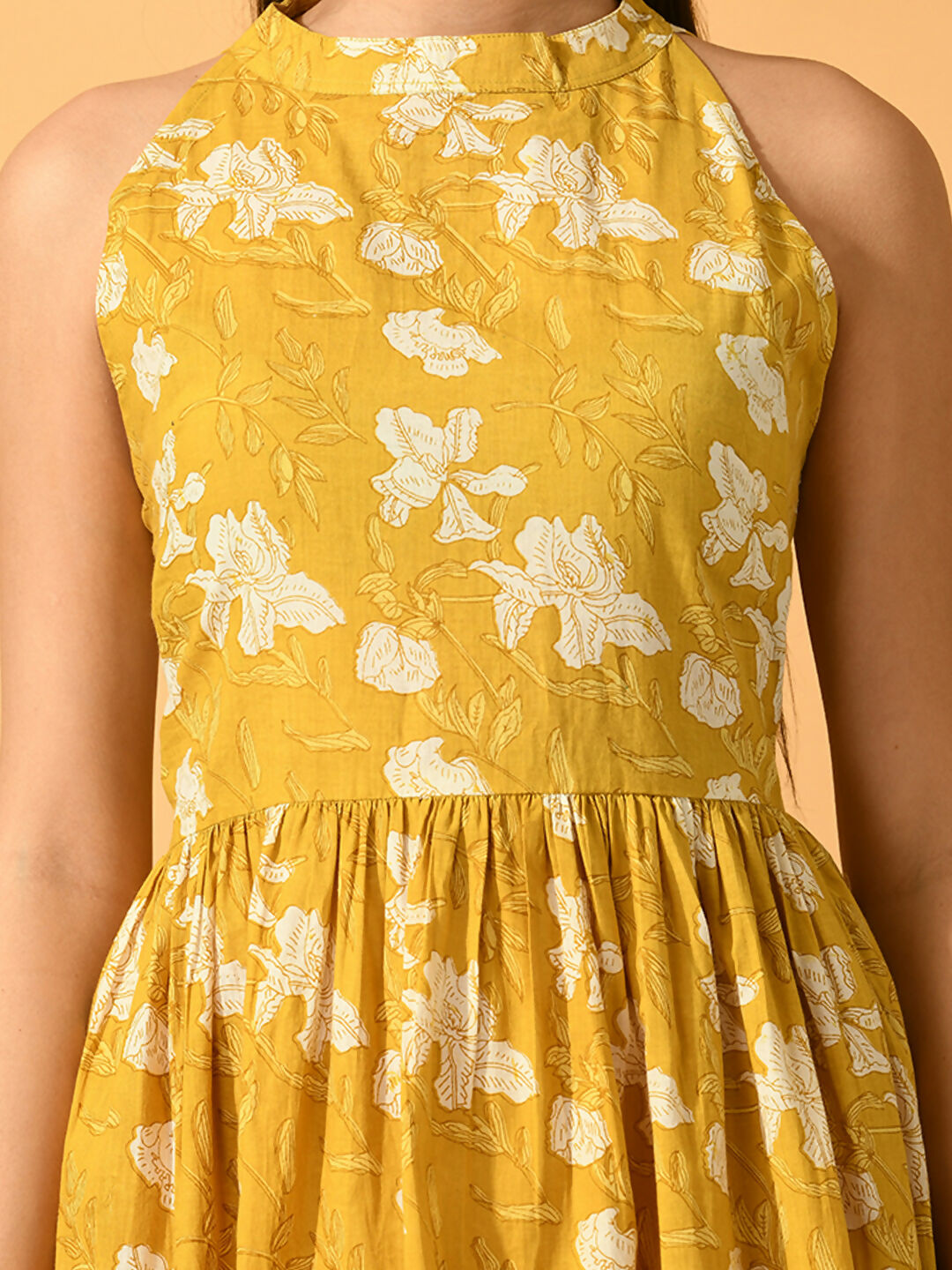 Myshka Women's Yellow Fit and Flare Party Dress