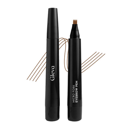Gleva Eyebrow Pen with 4 Micro-Fork Tip Applicator - Light Brown