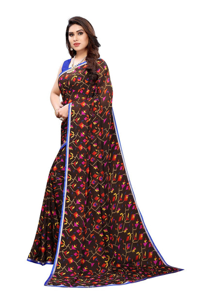 Vamika Beautiful Ethnic Fire Brown Printed With Lace Saree