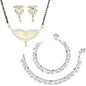 AanyaCentric Gold-Polished Mangalsutra Pendant Earring Set & Silver Plated Anklet