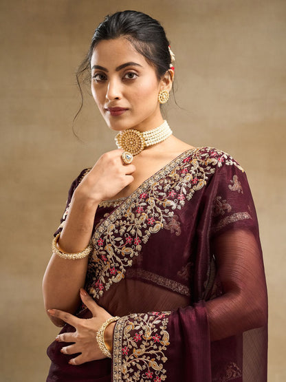 kasee Solid Embroidered Saree