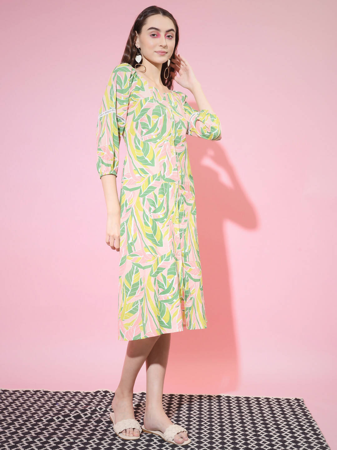Myshka Women's Multi Abstract Printed A-Line Dress