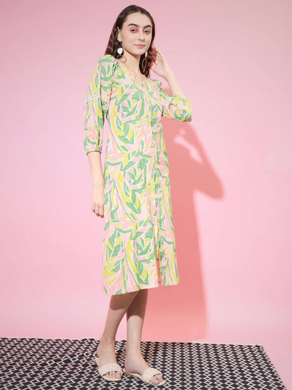 Myshka Women's Multi Abstract Printed A-Line Dress