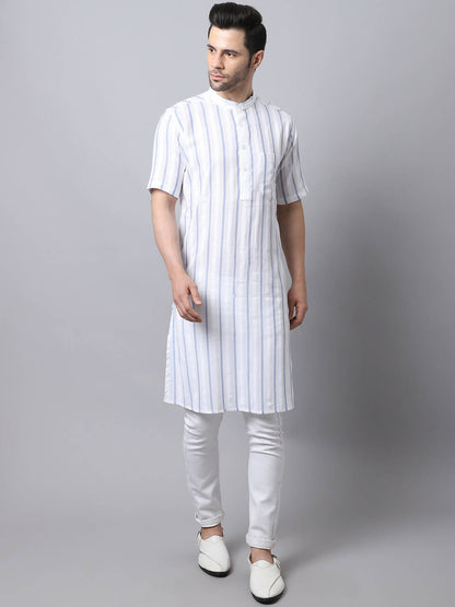 Even Apparels Beige Pure Cotton Men's Kurta With Band Collar