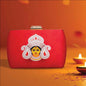 Joban Fashion Red Durga Face Printed Clutch - Red
