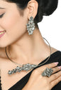 Mominos Fashion Johar Kamal Oxidised Silver-Plated Hasli Design Necklace Choker Set For Women