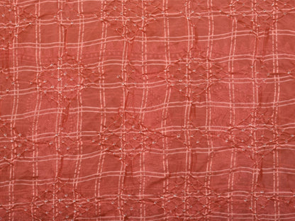 Peach Bandhani Silk Handloom Dupatta with Mango and Border Design - Global Threads