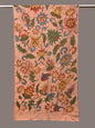 Peach Kalamkari Hand Painted Sico Stole with Floral and Birds Design - Global Threads