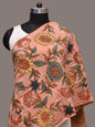 Peach Kalamkari Hand Painted Sico Stole with Floral Design - Global Threads