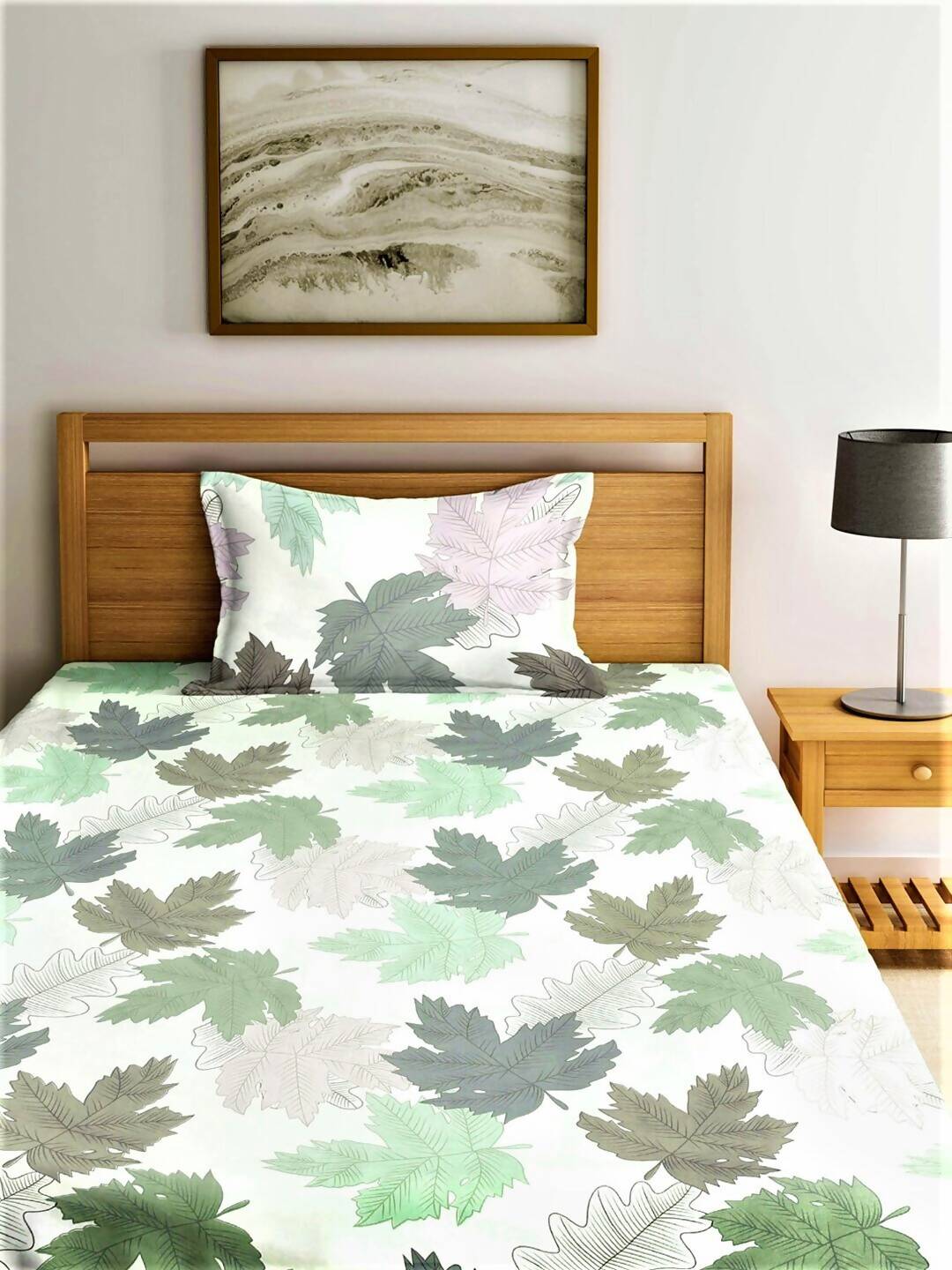 Home Sizzler Multicolour Printed 144 TC Bedsheet with Pillow Covers