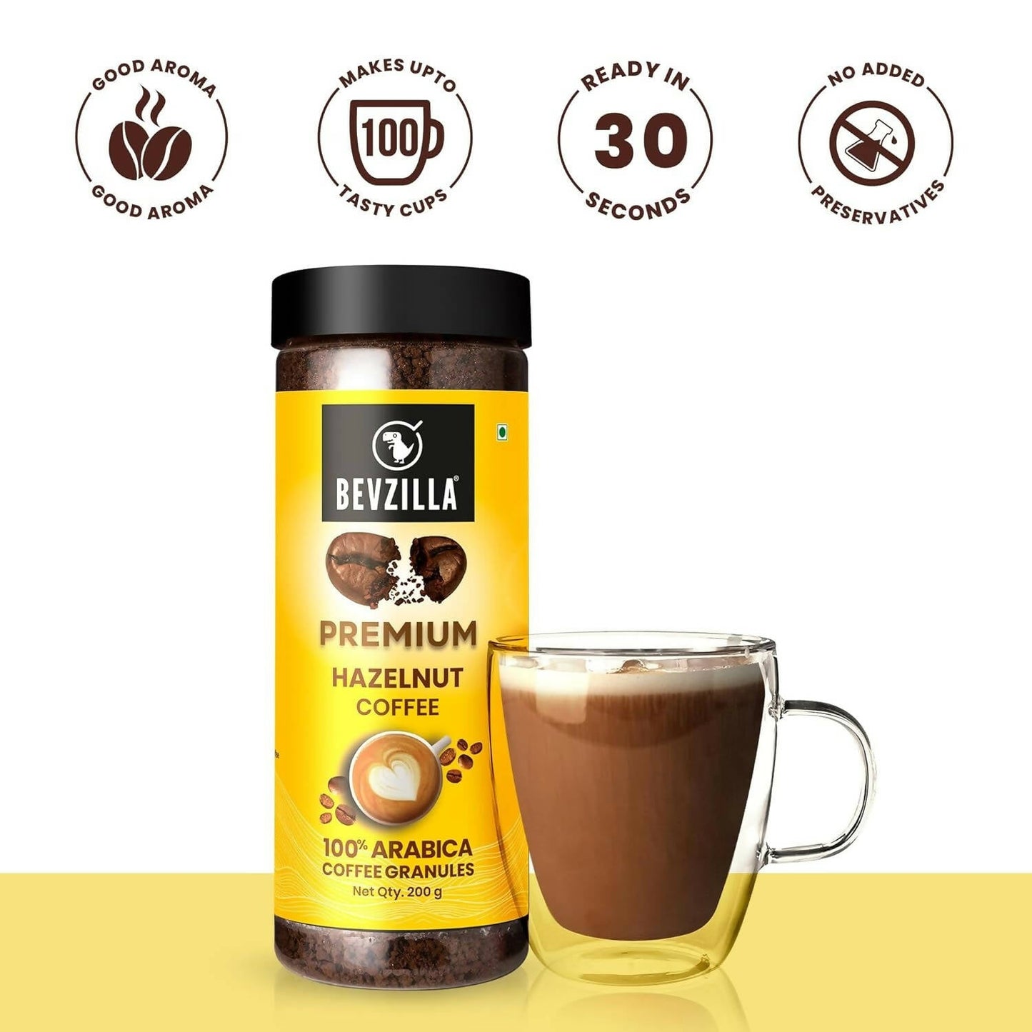 Bevzilla Premium Hazelnut Coffee Powder 100% Arabica