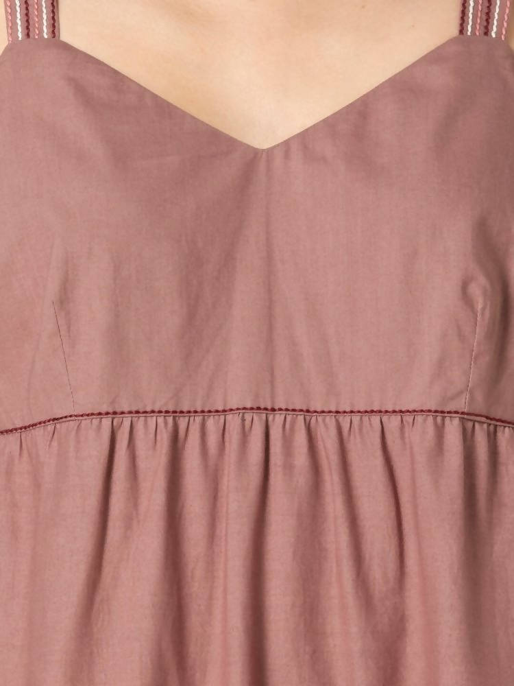Indya Rose Pink Embroidered Tiered Maxi Dress