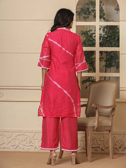 Yufta Pink Chanderi Silk Tie Dye Co-Ord Set