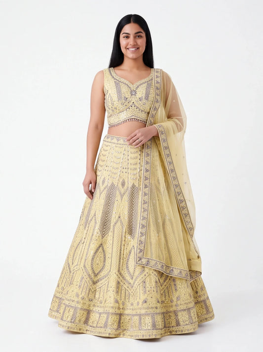 Light yellow Lehenga set