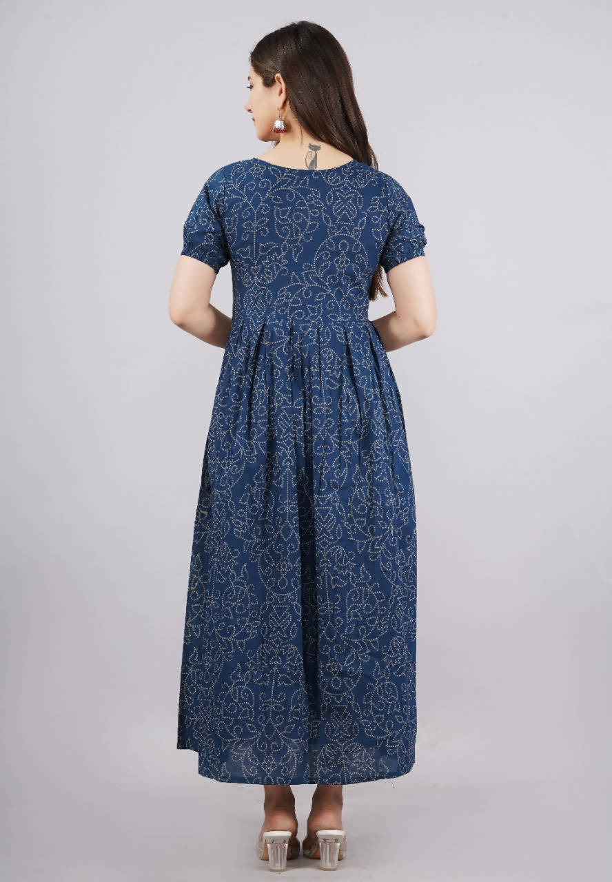 Vamika Blue Cotton Printed Party Wear/Casual Wear Kurti