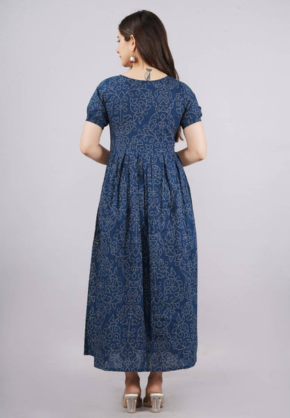 Vamika Blue Cotton Printed Party Wear/Casual Wear Kurti