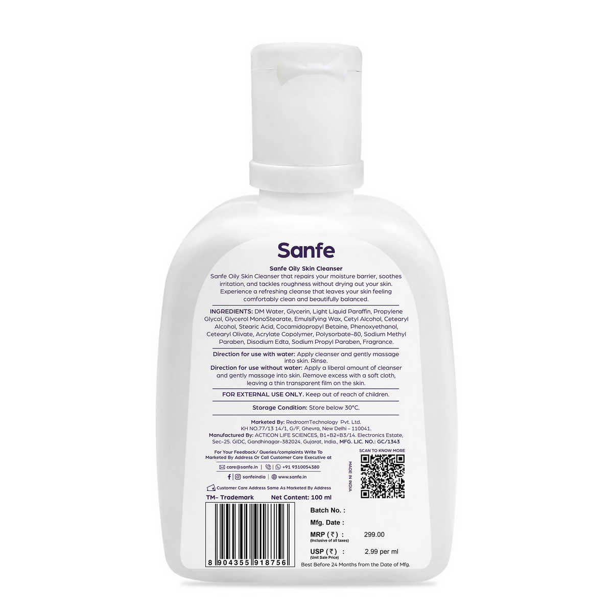 Sanfe Oily Skin Cleanser Minimises Pores & Maintains Skin Moisture cetaphil skin repair Face Wash