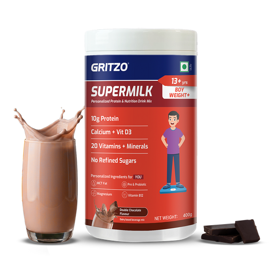Gritzo Supermilk Weight+ Health Drink For 13+Y Boys - Double Chocolate