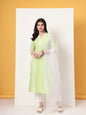 Yufta Premium Cotton Poplin Green Kurta Dupatta Pant Set