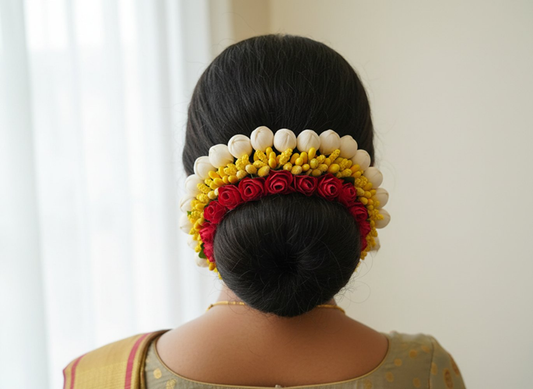 Red & Yellow Flower Hair Gajra