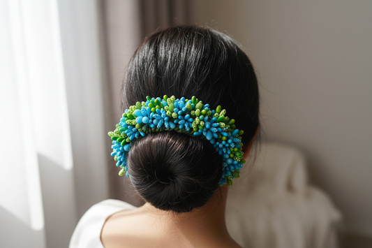 Blue & Green Bridal Pollens Gajra