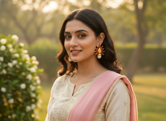 Pink Kemp Temple Earrings