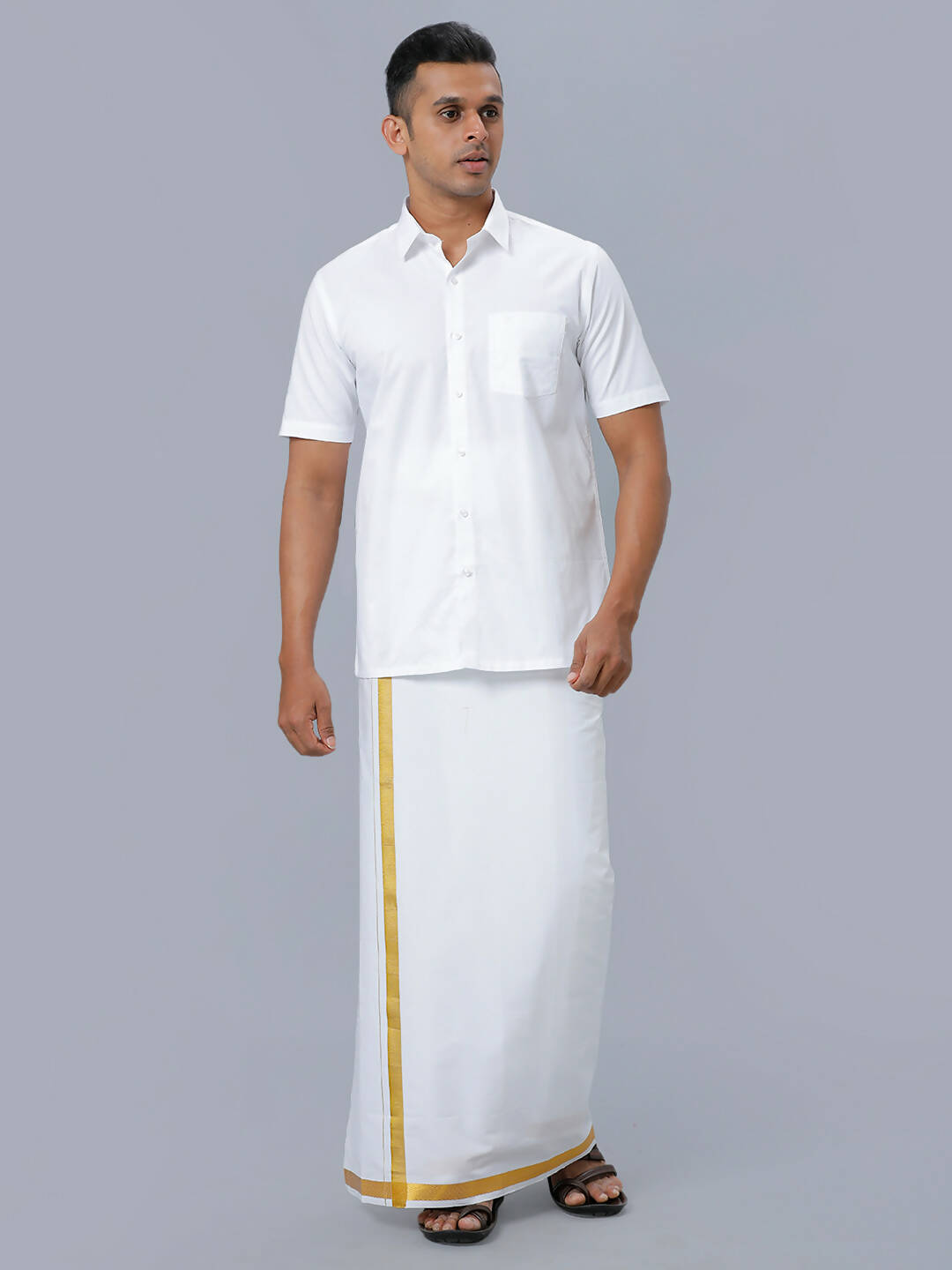 Ramraj Cotton Mens Half Sleeve Formal Poly Cotton White Shirt