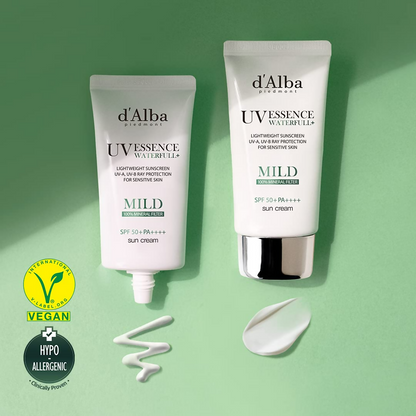 d'Alba Piedmont Italian White Truffle Waterfull Mild Sunscreen Vegan Skincare Mineral Sunscreen With Spf 50+ Pa++++
