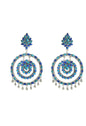 Mominos Fashion Johar Kamal Women's Blue Kundan Circles Earrings