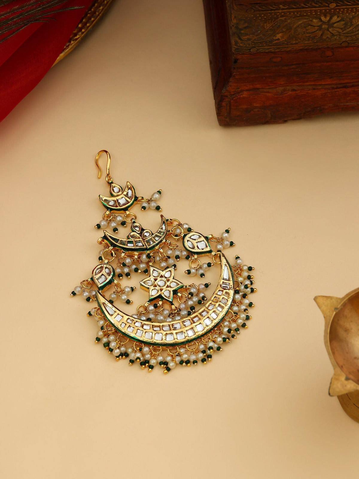 Ruby Raang 22k Gold Polished Kundan Passa