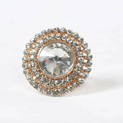 Mominos Fashion Joharkamal Gold-Polished Stone Studded Adjustable Finger Ring - Design 06