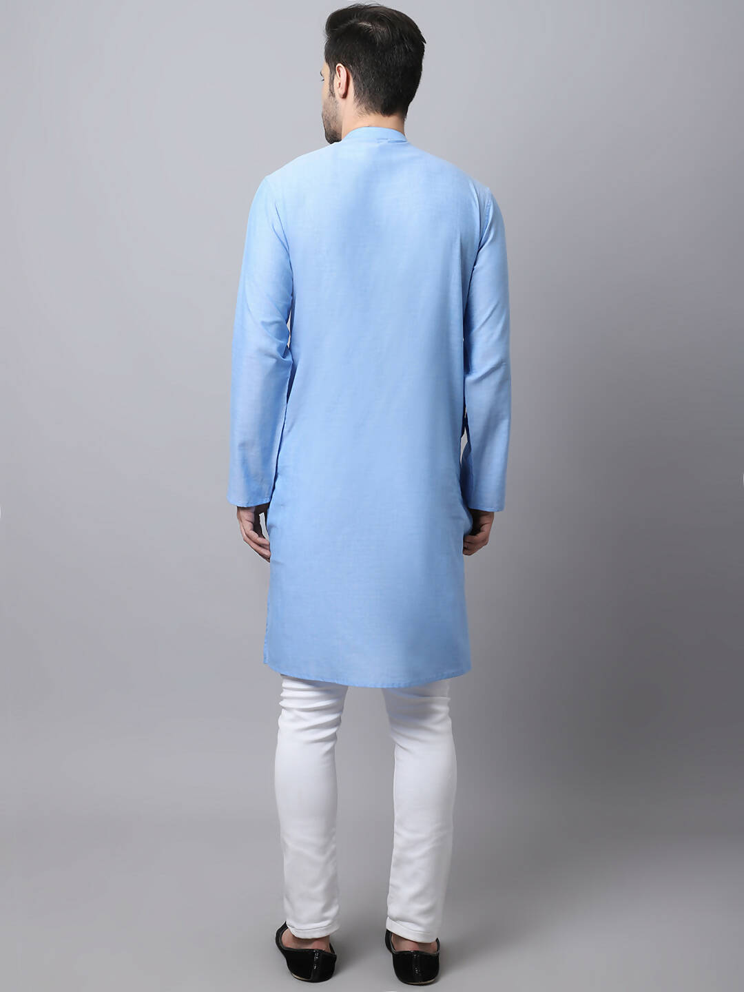 Even Apparels Blue Pure Cotton Men's Kurta With Side Placket (MMS503)