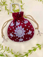 Joban Fashion Pearl Hand Work Potli Bag - Maroon