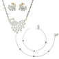 AanyaCentric Gold-Polished Mangalsutra Pendant Earring Set & Silver Plated Anklet